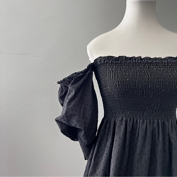 Kourt Portia Mini Dress Black Swiss Dot Classic Preppy Womens L - Picture 4 of 14